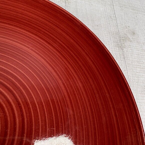Dover & York RINGS SWIRL Circles Rust Red Stoneware Coupe Dinner Plates Set of 4 - Picture 14 of 16